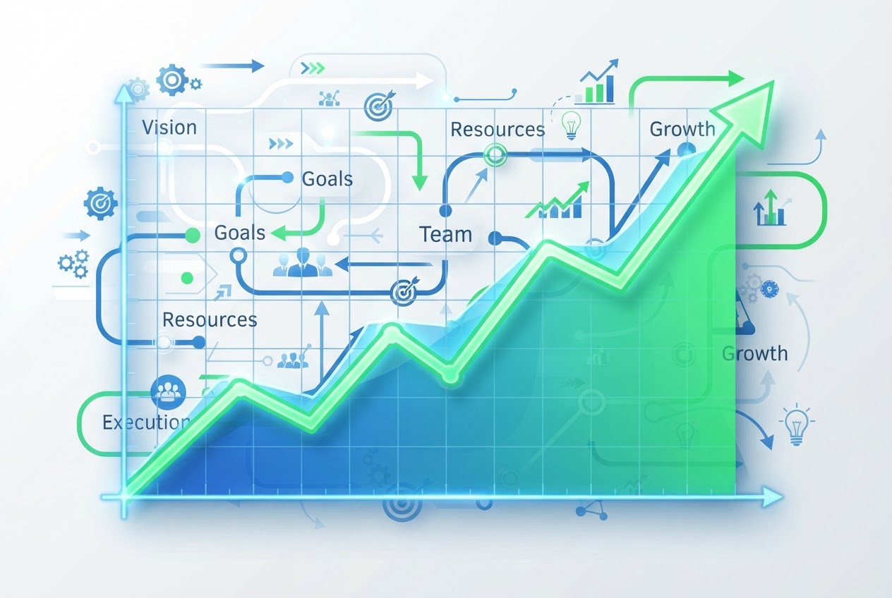 Growth chart showing organizational performance metrics.